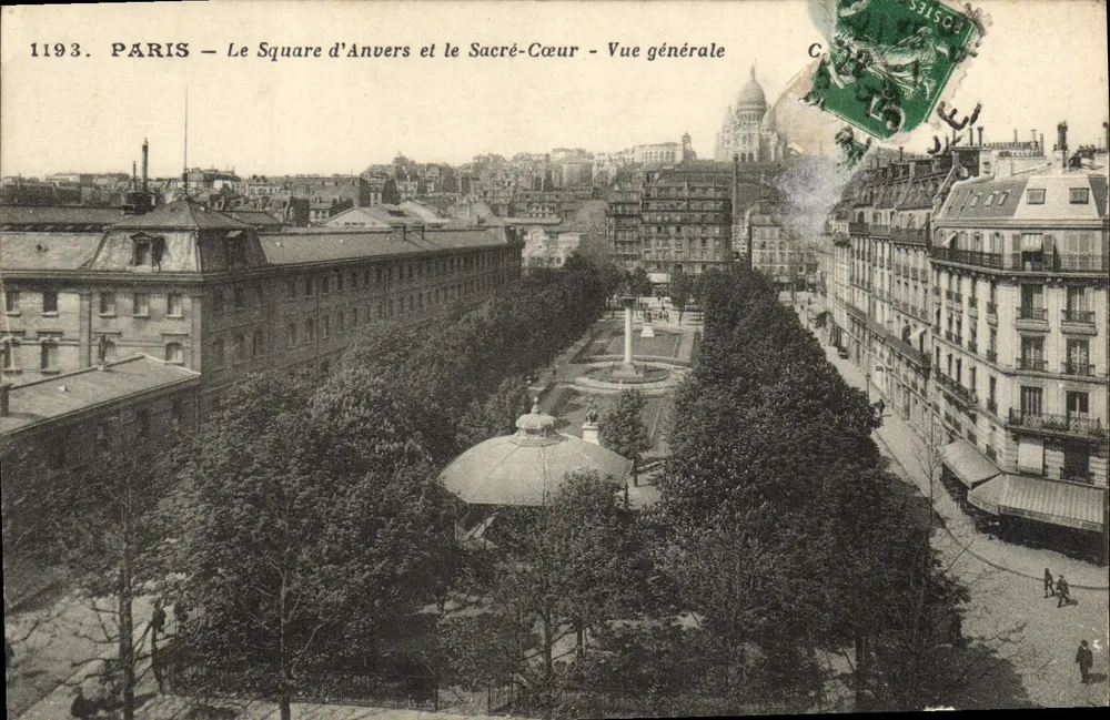 Paris — Le Square d'Anvers et le Sacré-Cœur — Vue générale — Éditeur : C. L. C. (imprimé en bas à droite) - Vorderseite