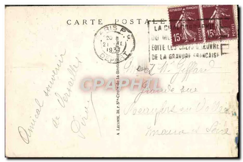 Versailles — La Voiture du Sacre de Charles X — A. L. n°144 - Rückseite