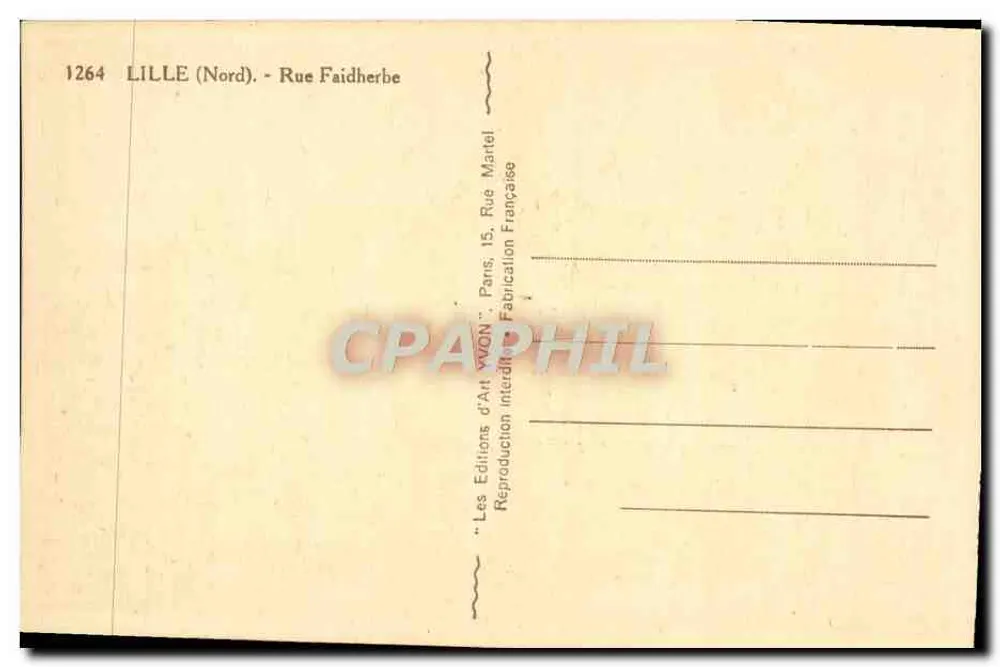 लिल के रू फैडर्बे — रू के कोने का दृश्य, एडुआर्ड डी शोल के कला प्रिंटरी के इमारत के साथ — मार्टेल प्रकाशन - पीछे
