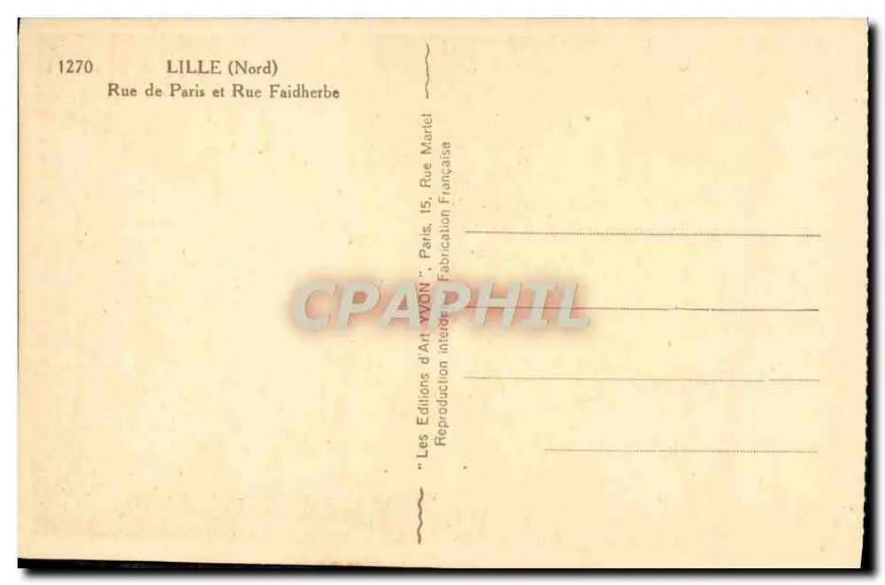 Café Jean — Lille (Nord) — Les Éditions d'Art Lyon - Rückseite