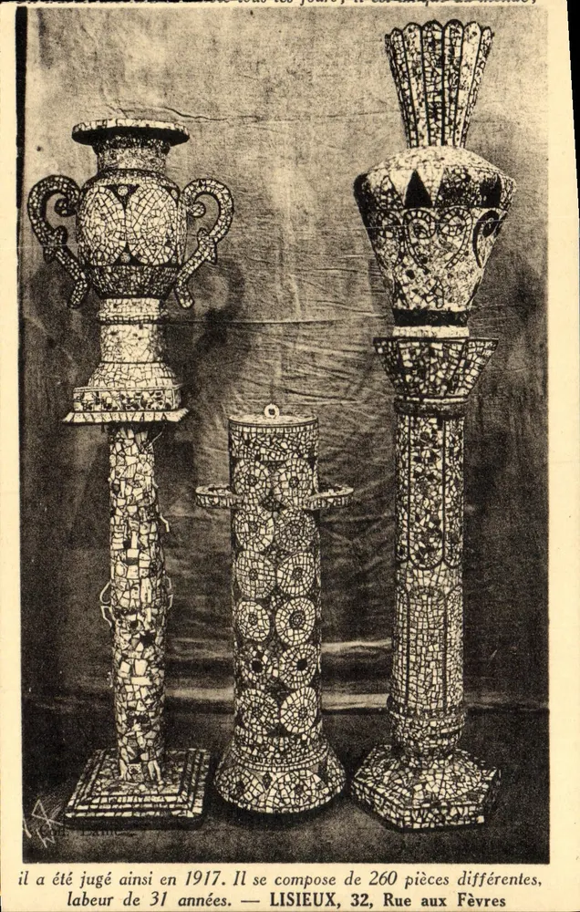 Vasos e candelabros em mosaico — Lisieux, 32 Rue aux Fèvres — editor A. Lanne - Frente