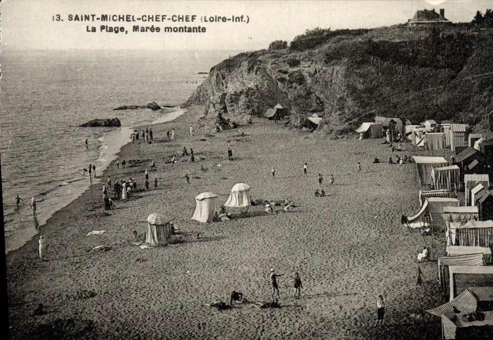 Saint-Michel-Chef-Chef (Loire-Inf.) — La Playa, Marea creciente — F. Chapeau, editor Nantes - Anverso