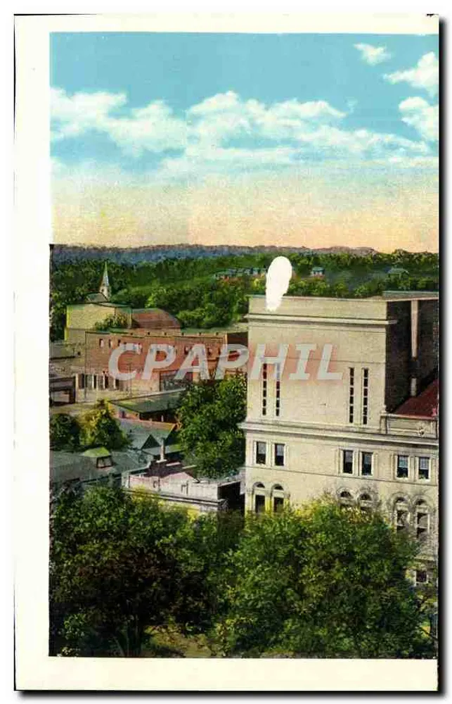 Main Street olhando para o norte a partir do Capitólio — vista da cidade com monumento central — editor não identificado, n° de série 25505 - Verso