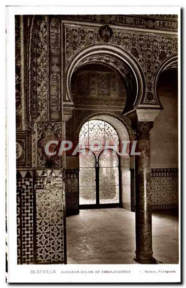 Alcazar - Salon der Botschafter — Sevilla — J. Roisin, Photograte - Vorderseite