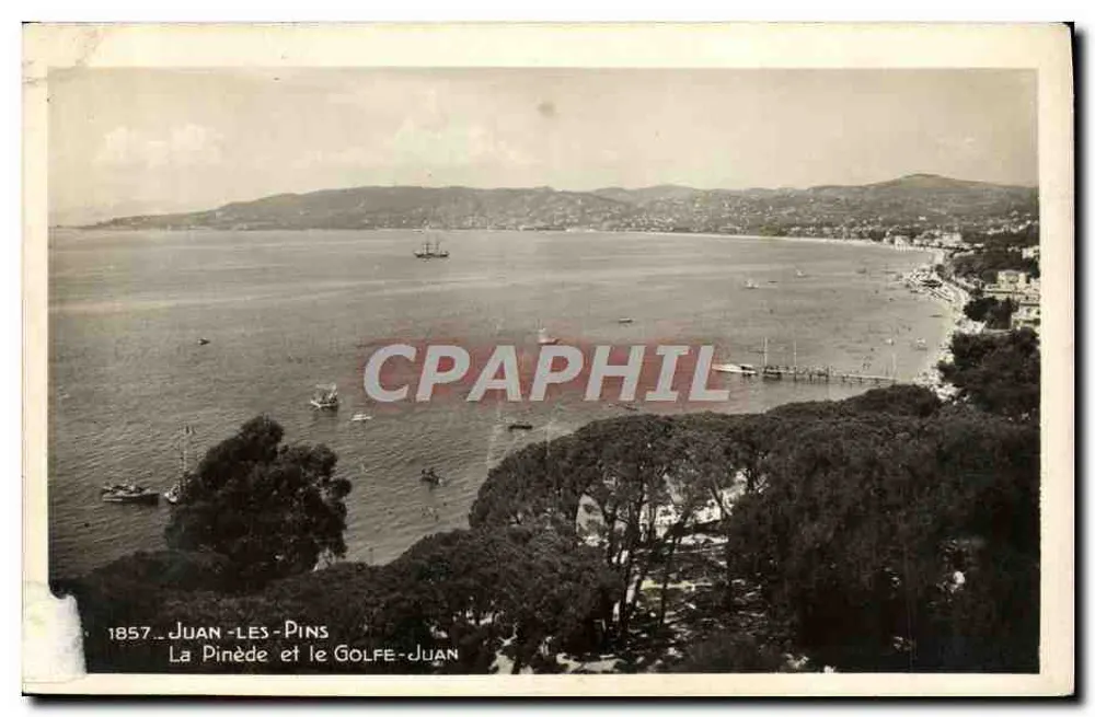 Juan-les-Pins — Aussicht auf den Golfe-Juan und die Pinède — Ausgabe « La Cigogne » - Vorderseite