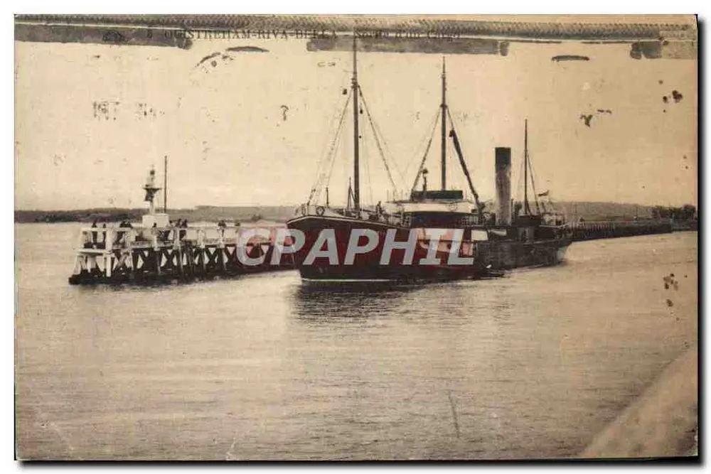 Hafen von Logistreham-Riva-Bella — Dampfschiff am Kai — unbekannter Verleger - Vorderseite