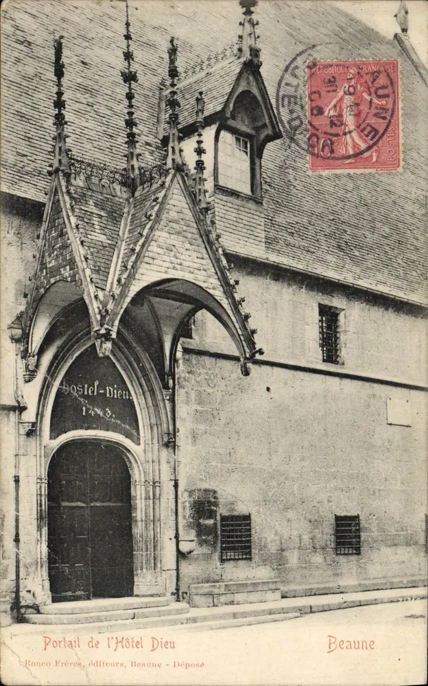 Portal del Hôtel Dieu — editor Ronco Frères, Beaune — n.º 1443 - Anverso