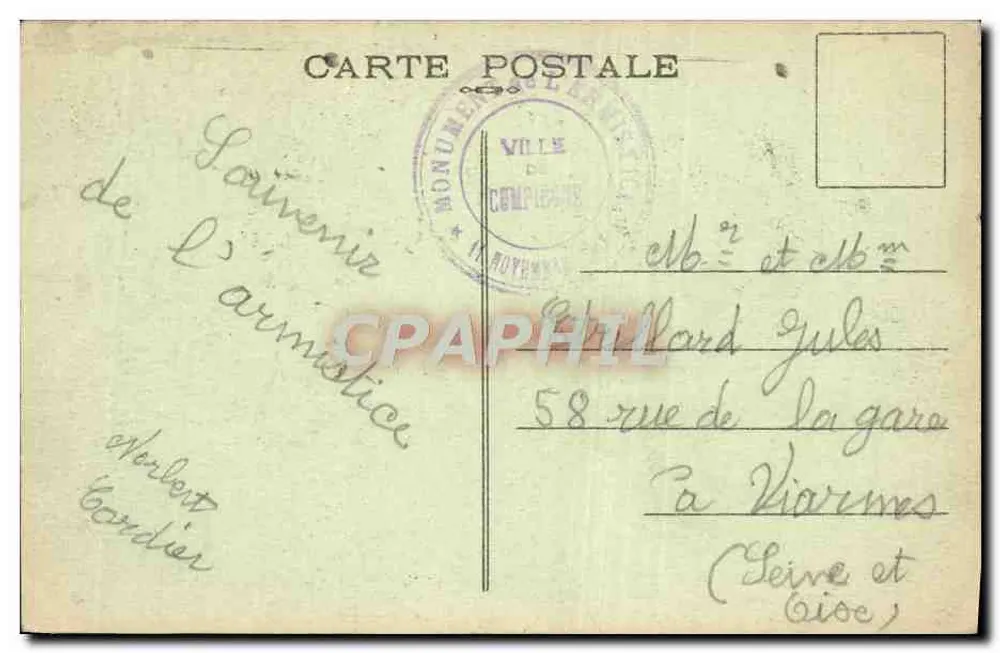 Wald von Compiègne — Armistice-Clairière — Zentraler Stein — Magès, Architekt - Rückseite