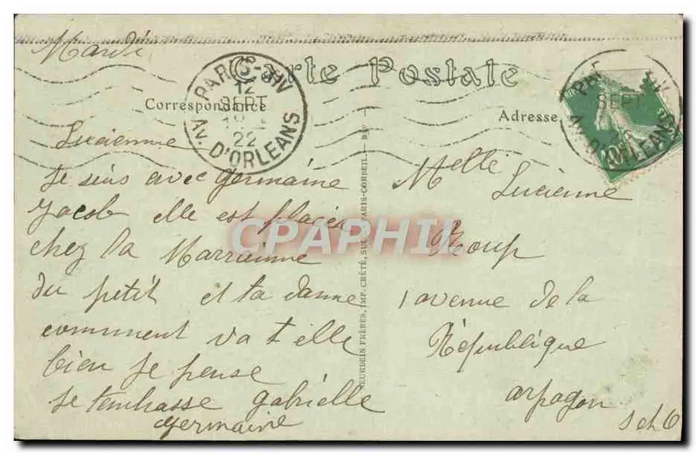 Lembrança de Paris — colagem de vistas e flores — Neugoudin Frères, n° 12 - Verso