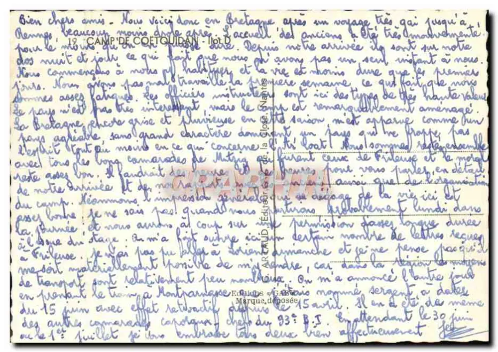 Camp de Coëtquidan — bâtiments en pierre — éditeur GBBY - Verso