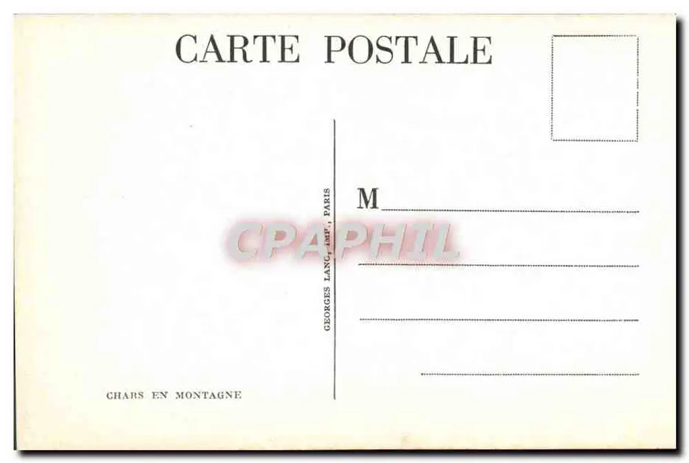 Kolonne von Panzern und Motorradfahrern in den Bergen — Ausgabe Georges Lang, Paris - Rückseite