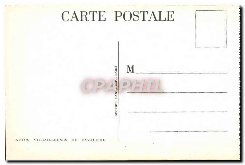 Maschinengewehr-panzerfahrzeuge der Kavallerie — Georges Lans, Paris — Seriennummer nicht sichtbar - Rückseite