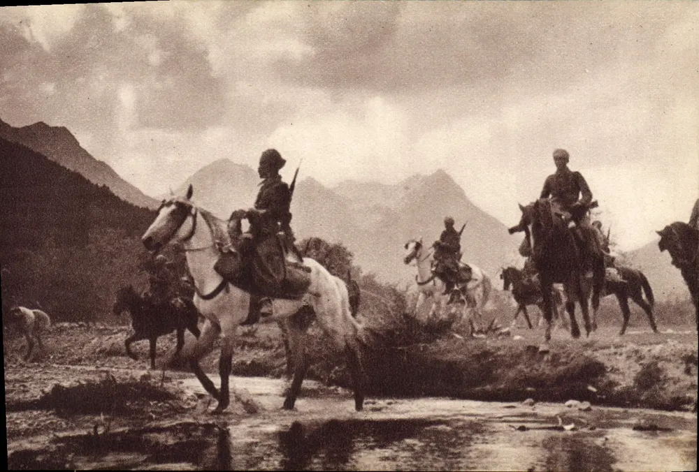 Reiter in den Bergen — Spahis auf Erkundung — Georges Lang, Paris - Vorderseite