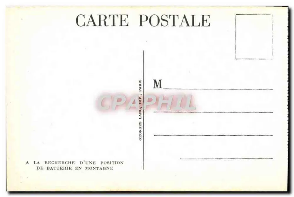 Suche nach einer Batteriestellung in den Bergen — Georges Lang, IMP., Paris - Rückseite