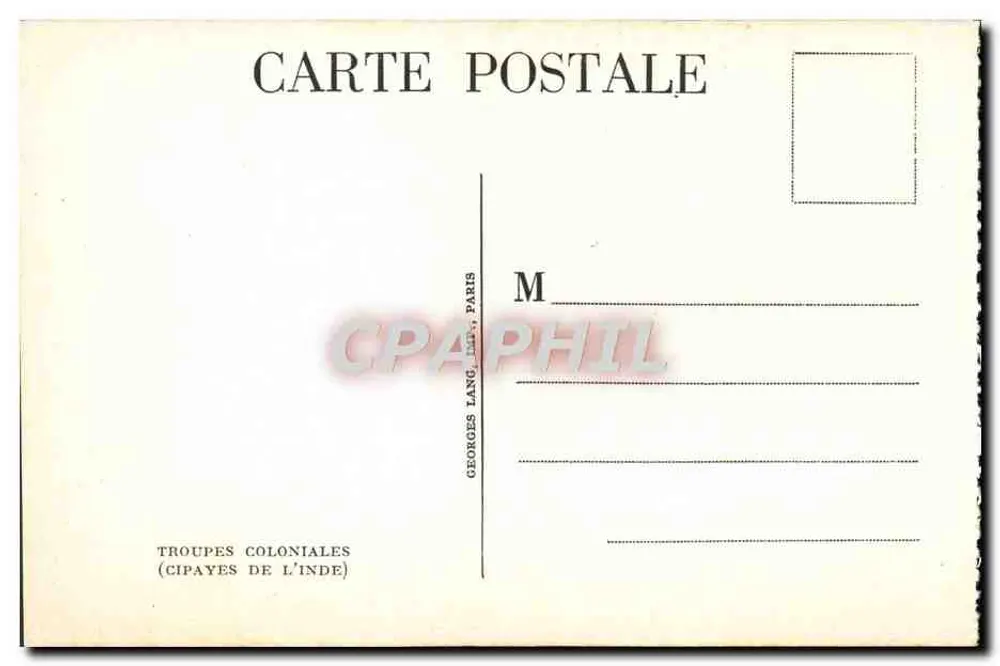 Koloniale Truppen — Indien — Georges Lang, Paris - Rückseite