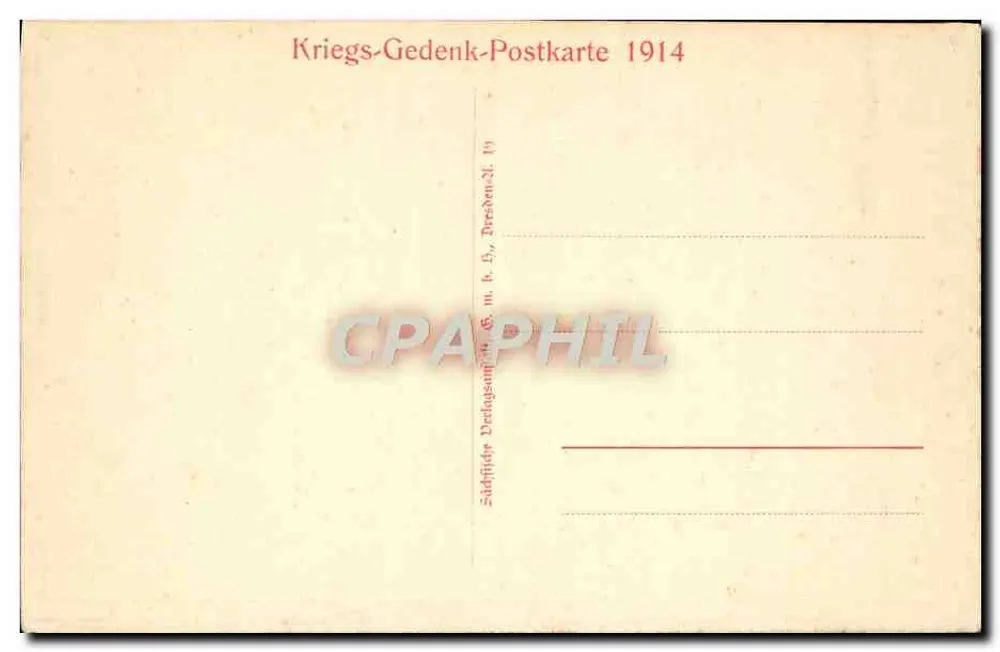 Retrato de um oficial — Sujeito: apelo à guerra — editor Sächsische Druck- und Verlagsanstalt, n° 175 a - Verso