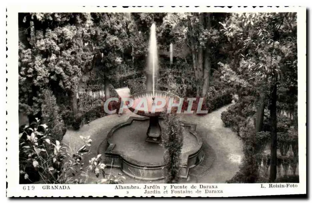 Alhambra. Garten und Fontäne Daraxa — Granada — L. Roisin-Foto, Nr. 619 - Vorderseite