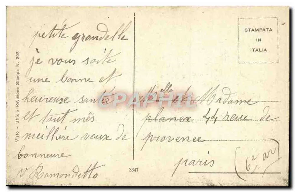 Trem da Vêneto — Saluti da Venezia — editor Viato, N. 293 - Verso