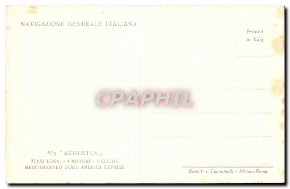 M/S Augustus — Statek linii — Navigazione Generale Italiana - Rewers