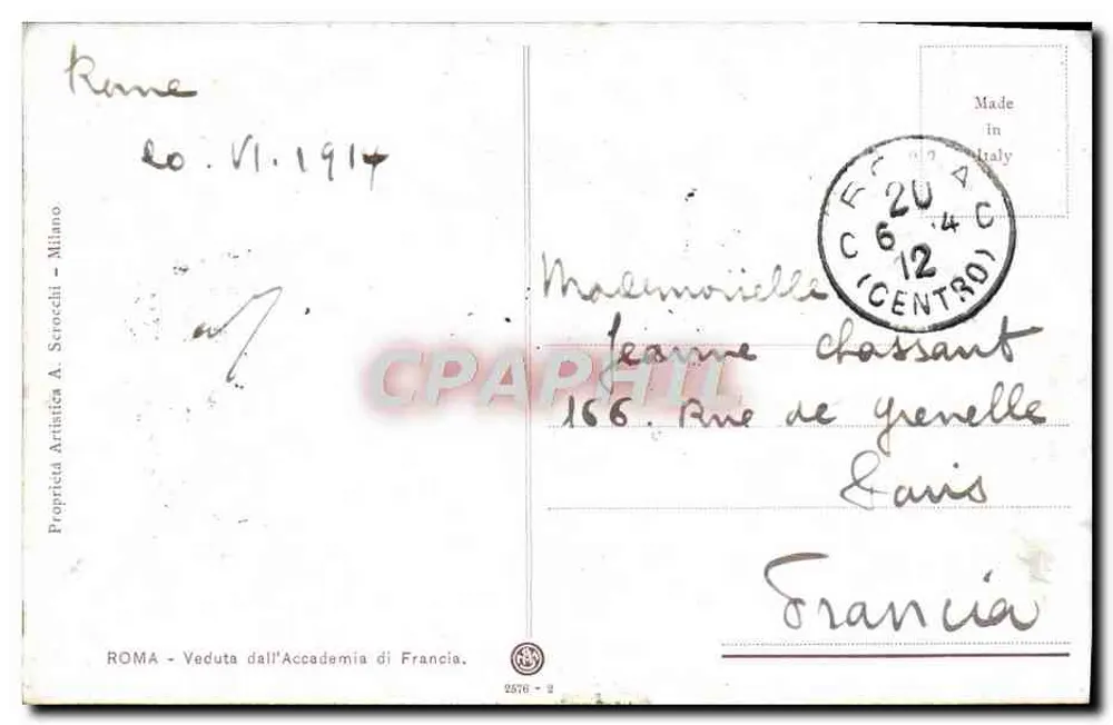 Ansicht des Académie de France in Rom — Haimond, Verlag, Nr. 2576 - Rückseite