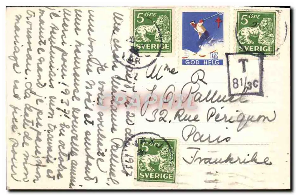 House in Uppsala — Subject: postcard sent from Sweden — unknown publisher, series number not visible - Back