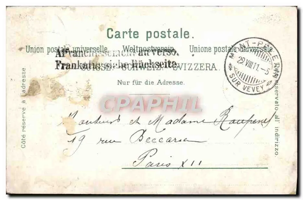 Vevey — Ansicht vom Mont-Pelérin — Fischer Frères, Vevey, n° 6762 - Rückseite