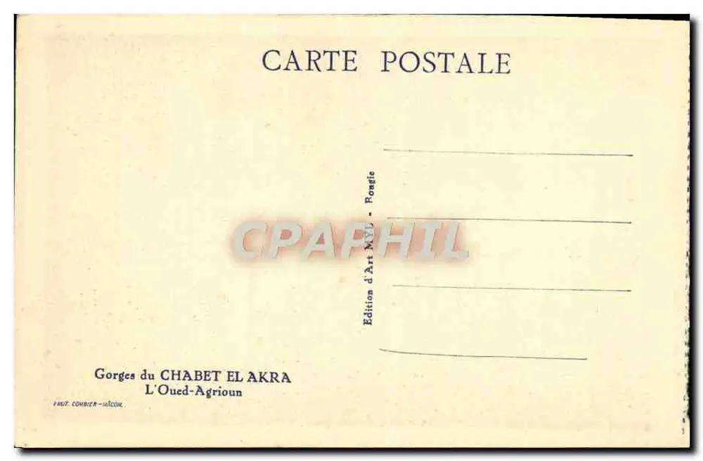 Gorges du Chabet El Akra — L'Oued-Agrioun — Kunstausgabe MVL - Rougie - Rückseite
