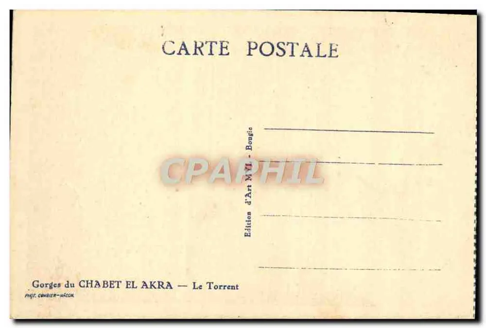 Gorges du CHABET EL AKRA — Le Torrent — Édition d'Art M.Y.L. - Bongie - Rückseite