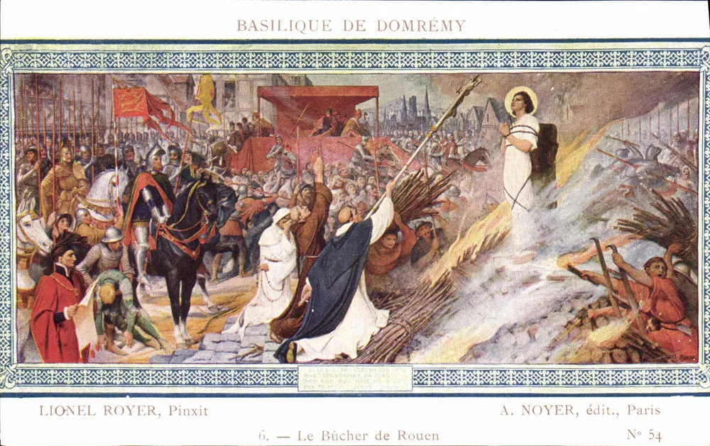 Basilika von Domrémy — Der Scheiterhaufen von Rouen — Lionel Royer, Pinxit — A. Noyer, Verlag, Paris, Nr. 54 - Vorderseite