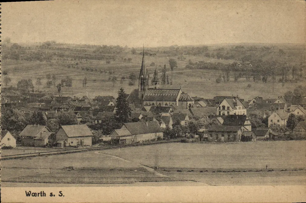 Wærth s. S. — Vista panorâmica do vilarejo com igreja — A. Levy, Wærth s. S. - Frente