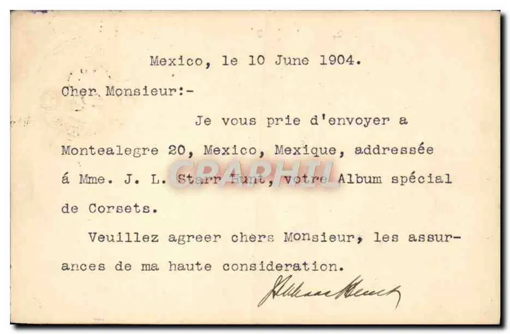 Mexico — Karte an Paris gesendet — Mexikanische Republik - Rückseite