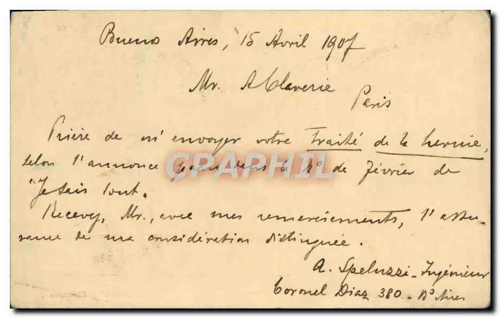 Buenos Aires — Multisprachige Ansichtskarte mit argentinischem Stempel — Union Postale Universelle - Rückseite