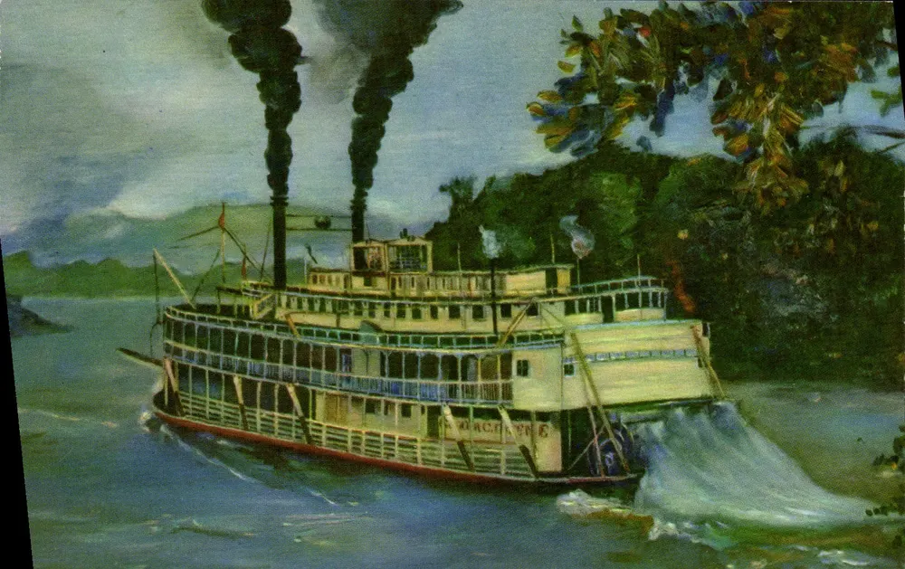 Ein altes Mississippi-Fluss-Sternradboot — New Orleans, Stadt der Verzauberung — GLR-35 — Verlag: Grant L. Robertson, Metairie, New Orleans, LA - Vorderseite