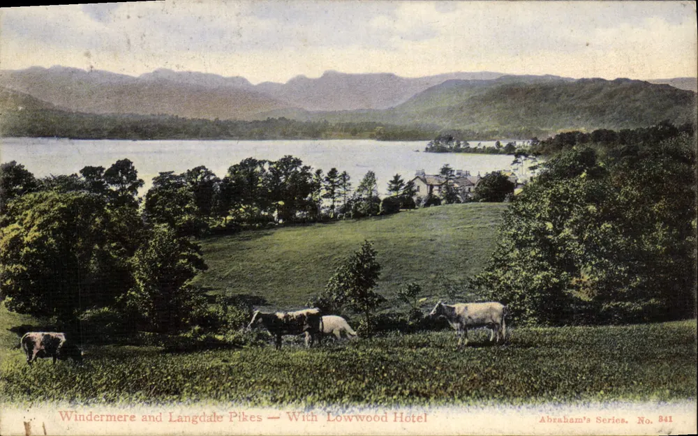 Windermere und Langdale Pikes — Mit Lowwood Hotel — Abraham's Serie Nr. 841 - Vorderseite