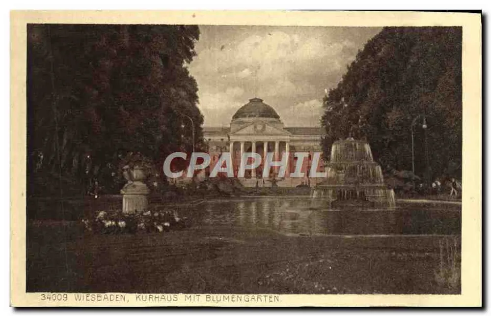 Wiesbaden, Kurhaus com jardim de flores — editor Rud. Bremer & Co. Köln a. Rh. - Frente