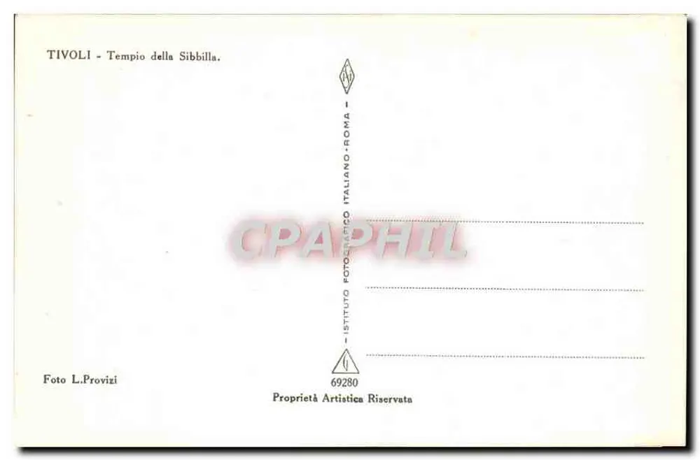 Tivoli - Templo da Sibila — editor L.Provizi, n° 69280 - Verso