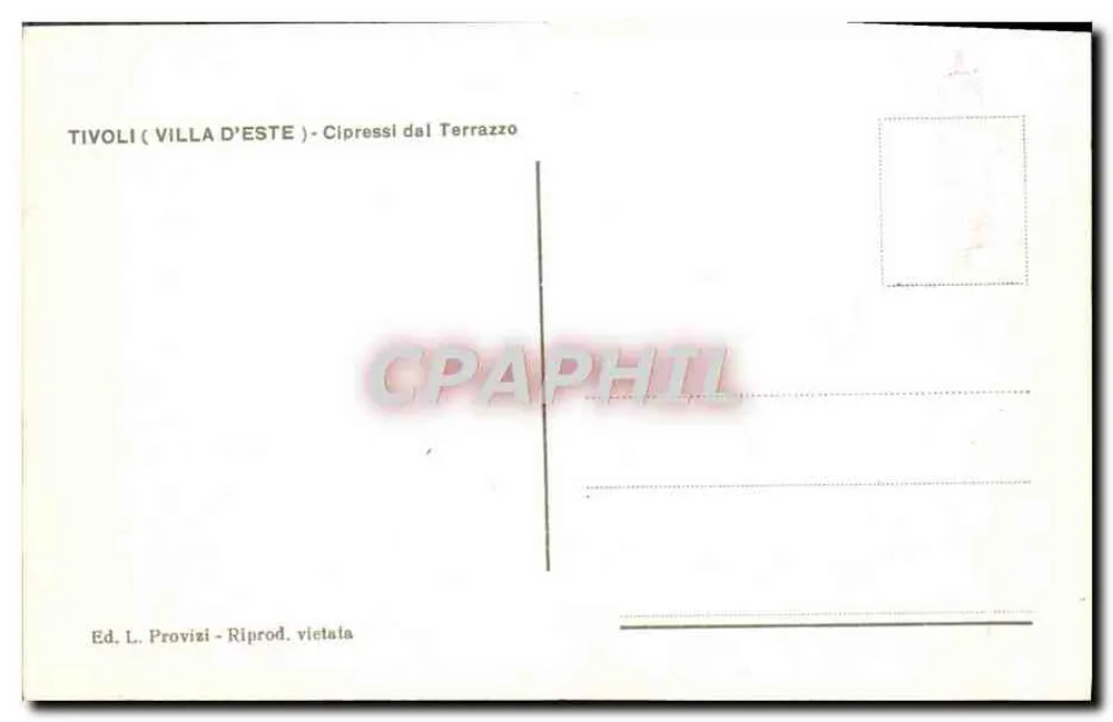 Tivoli - Villa d'Este — Cipressos do Terrazzo — Ed. L. Provizzi - Verso
