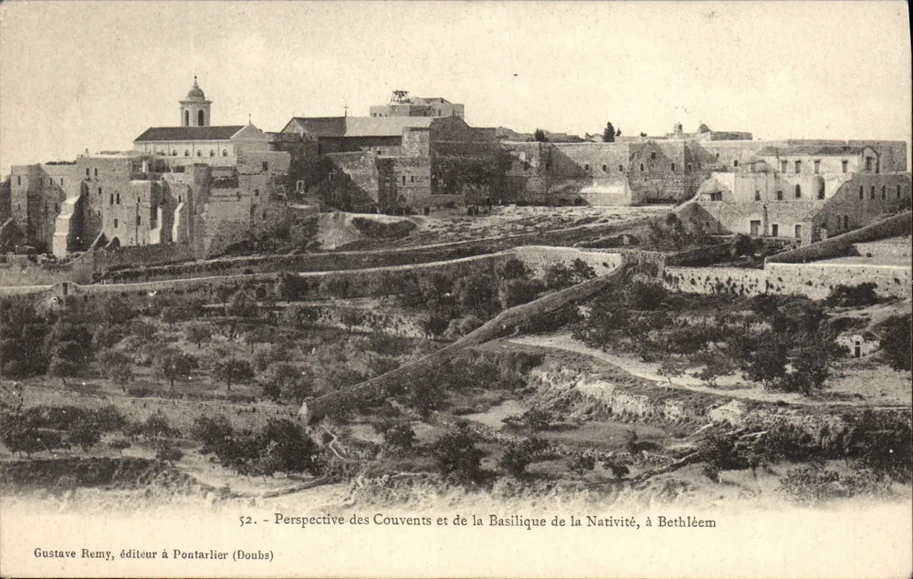 Bethlehem — Perspektive der Klöster und Basilika der Geburt — Gustave Remy, Verlag in Pontarlier (Doubs) - Vorderseite