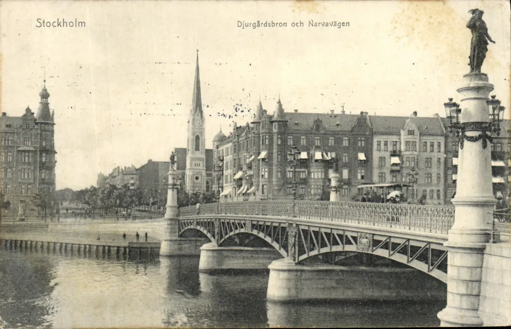 Stockholm — Djurgårdsbron und Narvavägen — Berth. Franke & Co's förlag, Stockholm - Vorderseite