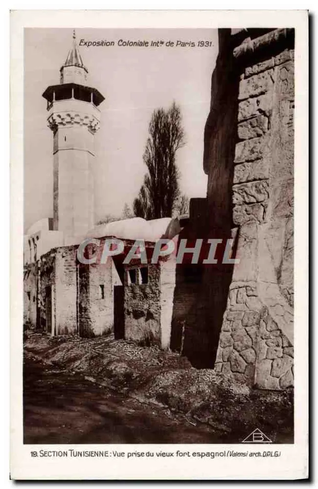 Tunesische Abteilung — Ansicht des alten spanischen Schlosses — Valensi arch. DPLG — Internationale Kolonialausstellung Paris 1931 - Vorderseite