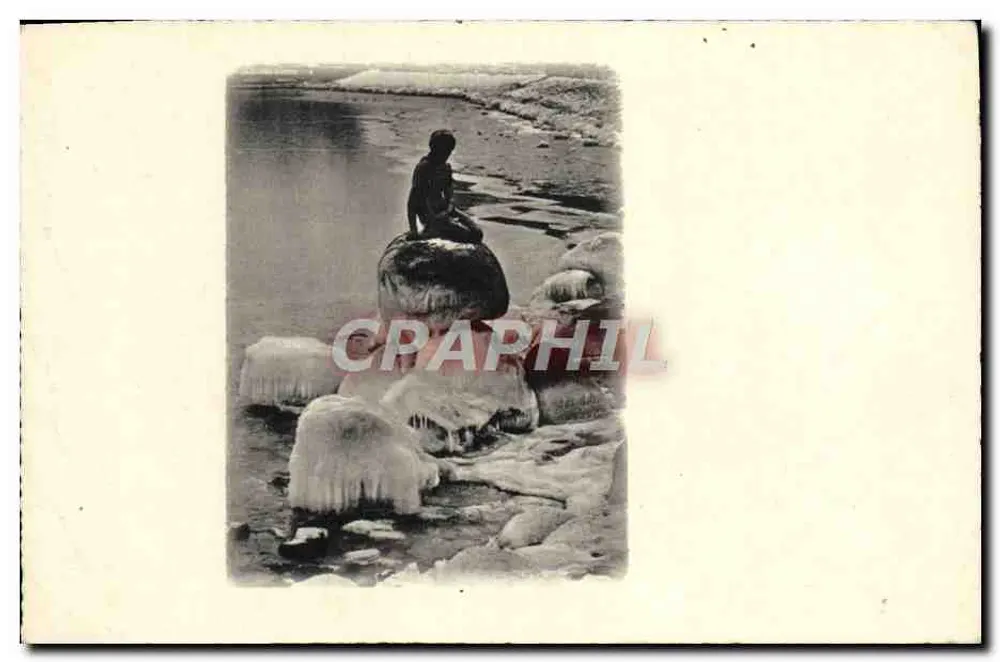 A Pequena Sereia — estátua nevada — Rudolf Oisen-Kunstg. Eneret - Frente