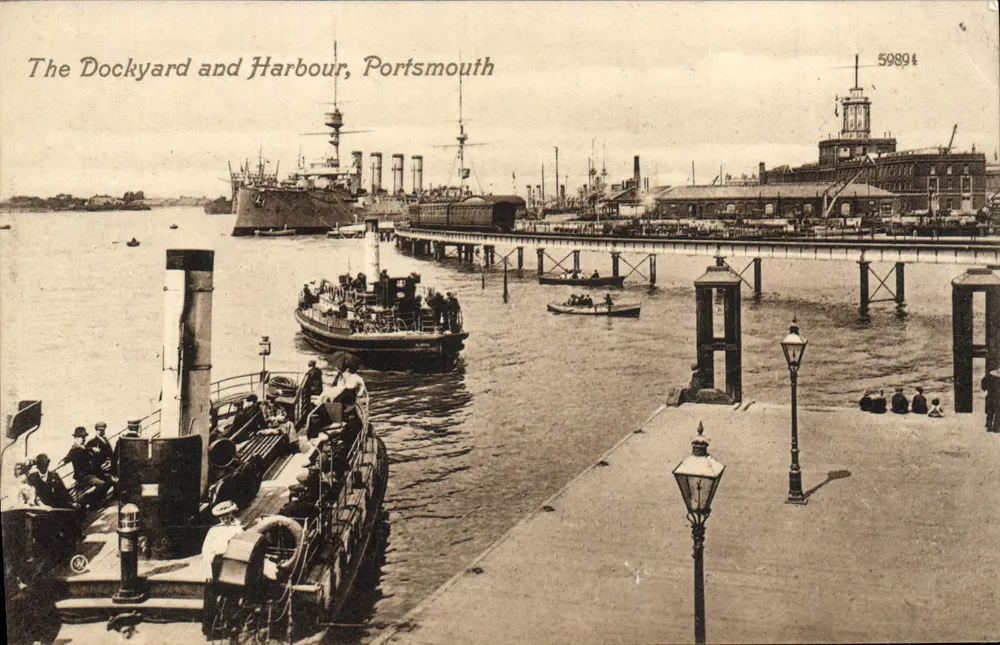 Der Werft und der Hafen, Portsmouth — Valentine's Famous Postcards — n° 59894 - Vorderseite