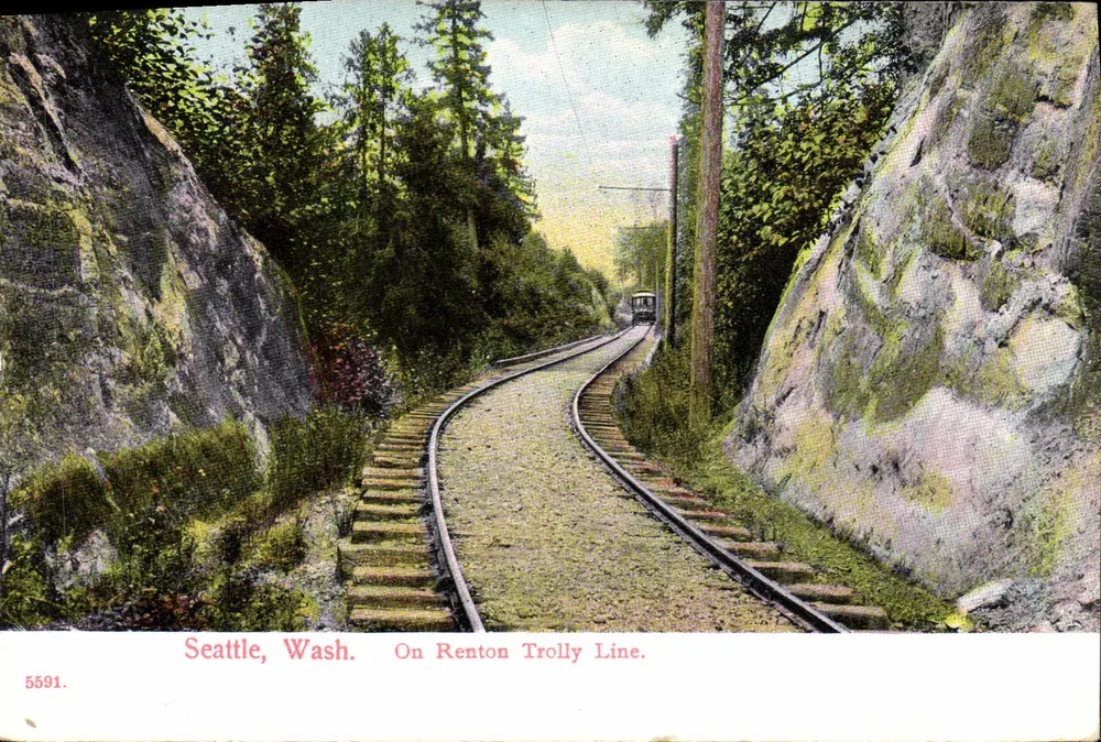 Seattle, Wash. — Visão da linha de trolley de Renton — editor PCK, n° 5591 - Frente