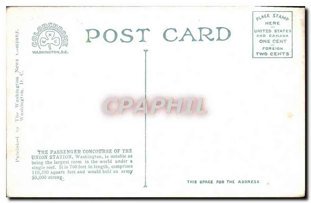 Union Station Concourse — Washington, D.C. — Verlag: The Washington News Company - Rückseite