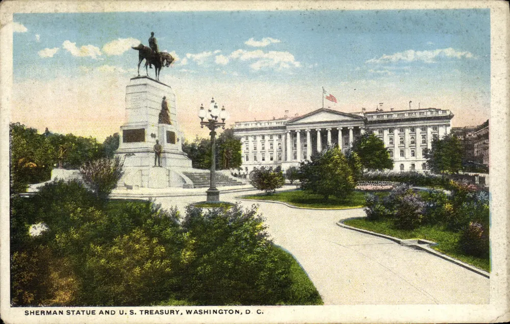 Estatua de Sherman e Tesouro dos EUA, Washington D.C. — B. S. Reynolds Co. - Frente