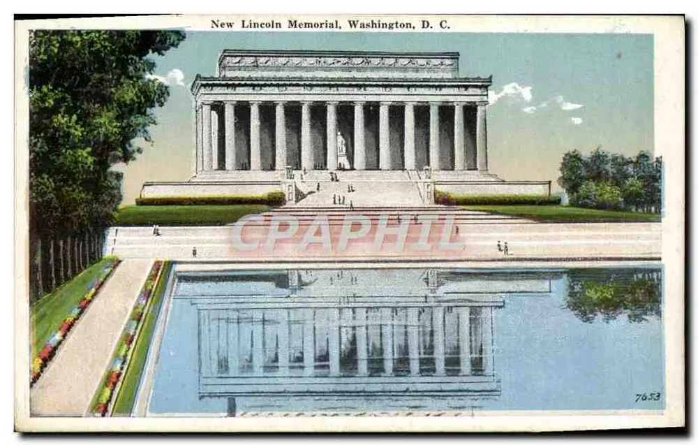 Lincoln Memorial, Washington, D.C. — uitzicht met reflectie in het water — uitgever B. S. Reynolds Co. - Voorkant