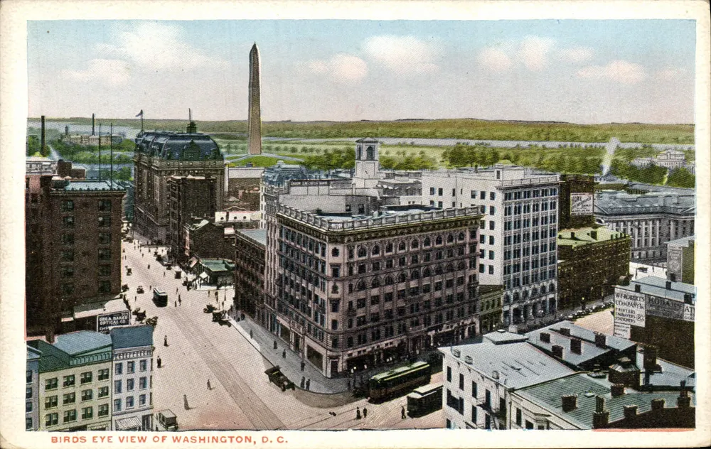 Luftbild von Washington D.C. — Verlag Colorchrome News Company, Seriennummer nicht sichtbar - Vorderseite