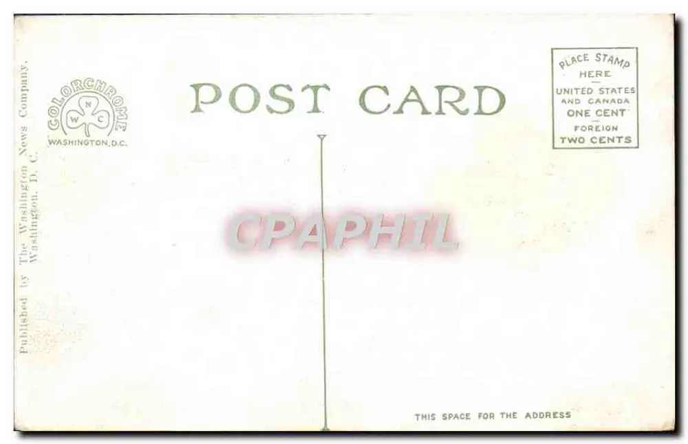 Luftbild von Washington D.C. — Verlag Colorchrome News Company, Seriennummer nicht sichtbar - Rückseite