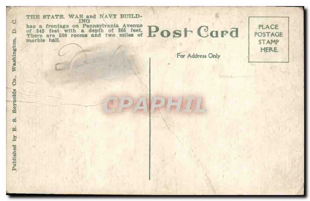U.S. Kriegs-, Außen- und Marineamt — Washington, D.C. — Verlag B. S. Reynolds Co. - Rückseite