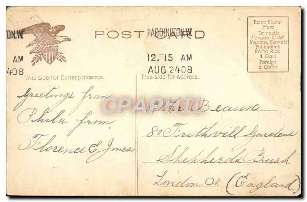 Liberdade, Filadélfia, Pa. — editor Illustrated Post Card Co., N.Y. — n° P-8 - Verso